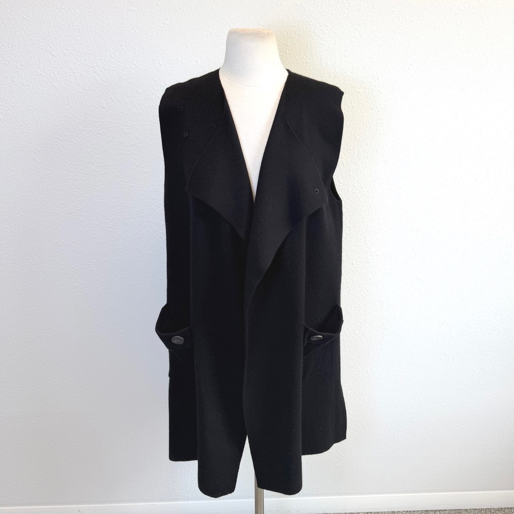 Kerisma Black Angora Blend Sleeveless Slouchy Cardigan Sz Small Lagenlook‎